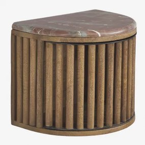 Pack 2 Wiszących Szafek Nocnych 40x30 Cm Z Drewna Mango I Naturalnego Kamienia Talix Czerwony Marmur Chigan – Rustykalne Drewno Mangowe - Sklum