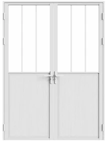 Drzwi kompletne 2-skrzydłowe dwustronne z aluminium i szkła hartowanego w stylu industrialnym - 2 x wys. 204 x szer. 73 cm - Biały - ERMELO