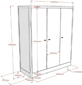 Biała szafa dziecięca z litego drewna bukowego 146x190x55 cm Forrest – Vipack
