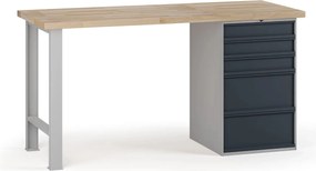 Stół warsztatowy G7, blat bukowy, 1700 x 800 x 840 mm, 1x kontener, 5x szuflada, grafitowy