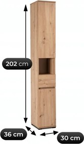 Szafa Słupek PARMA 30 cm Dąb Artisan Do Przedpokoju Loft