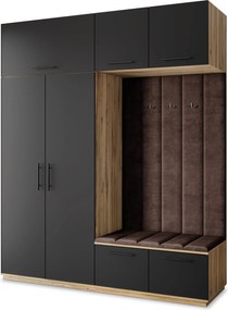 Masseno Garderoba REMA 200/240/60 cm Nowoczesna Szafa do Przedpokoju Dąb wotan, MONOLITH 29 (Brązowy)