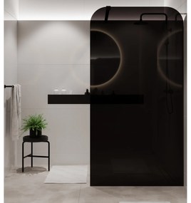 Ścianka prysznicowa WALK IN FIX czarna 8 mm MOLIS Black Square MASSI | różne rozmiary : Kolor profili kabiny - złoty, Szerokość ścianki - 90 cm , Typ montażu - WALK in FIX (Do ściany)