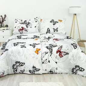 Stanex Pościel bawełniana Motyl biały, 140 x 200 cm, 70 x 90 cm