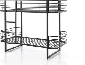 Czarne metalowe piętrowe łóżko dziecięce ze stelażem 90x200 cm Oscar – Vipack