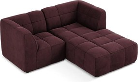 Bordowy aksamitny narożnik (prawostronny/z szezlongiem) Aloha – Makamii