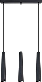 Czarna potrójna lampa wisząca z metalowymi kloszami R8-K43