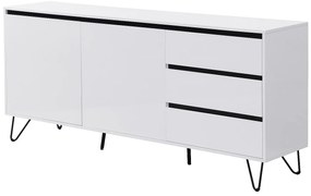 Komoda z 2 zamykanymi schowkami i 3 szufladami z MDF i stali - Biały i Czarny - ABUJA marki Pascal Morabito