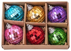 Szklane ozdoby świąteczne zestaw 6 szt. ø 4 cm Mirror Disco – Sass &amp; Belle