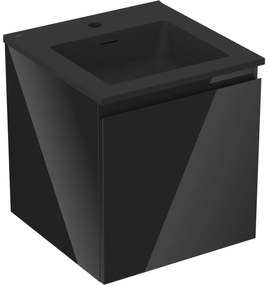 Mexen Orio szafka łazienkowa 45 cm z umywalką Otis, 1 szuflada, czarna połysk/czarna mat - 91A10-04547-1-BF70-W18M71