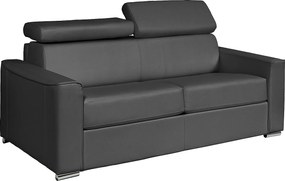 Kanapa 4-osobowa rozkładana typu express ze skóry bawolej w kolorze szarym - pow. spania 160 cm - Materac 22 cm z pianką memory VIZIR