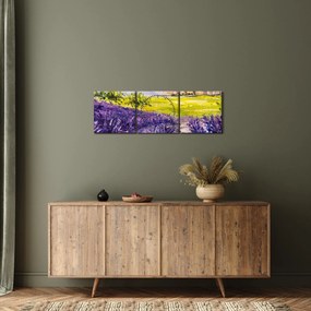 Obraz - Prowansja, Francja, malarstwo olejne (z zegarem) (90x30 cm)