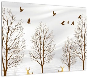 Obraz na szkle - Jeleń przed rzeką (70x50 cm)