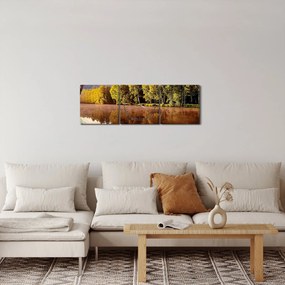 Obraz - Za rzeką (z zegarem) (90x30 cm)