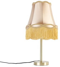 Klasyczna lampa stołowa mosiądz z abażurem Granny złoto 30 cm - Simplo klasyczny/Antyczny Oswietlenie wewnetrzne