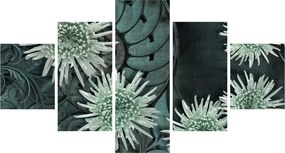 Obraz - Zielone kwiaty (125x70 cm)