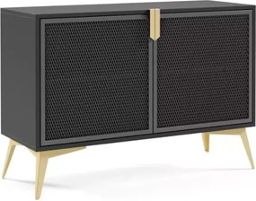 Wąska komoda Mango 110 cm loft nowoczesna z metalowymi frontami – czarny, kaszmir, orzech