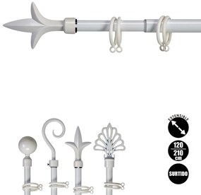 Biały metalowy karnisz VALANCE TRIDE 120-210 cm