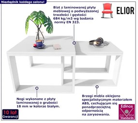 Komplet Dwóch Białych Stolików Kawowych F7-A05