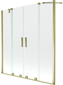 Mexen Velar Duo parawan nawannowy 2-skrzydłowy rozsuwany 150 x 150 cm, transparent, złoty - 896-150-000-02-50