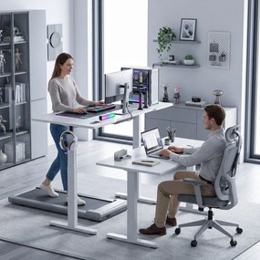 HOMCOM elektryczny stelaż biurka regulowany wysokość blat funkcja pamięci biurko do pracy białe stalowe | Aosom PL