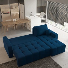 Masseno Narożnik VOLIRA z funkcją spania i pojemnikiem na pościel Narozniki L, Rozkładana sofa - Niebieski, KRONOS 09