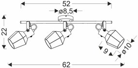 Czarna lampa sufitowa trzypunktowa w stylu loft - 3X Z054 Z6-A74