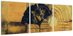 Obraz - Liść miłorzębu (z zegarem) (90x30 cm)