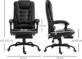 Vinsetto Fotel z masażerem i Podnóżkiem Regulowany z Poduszką na Plecy Komfort i Relaks Czarny | Aosom PL