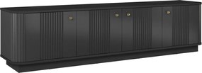 Szafka RTV Vesper 4D 187 cm na cokole - czarny / złote uchwyty