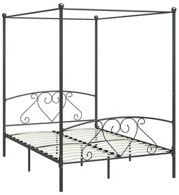 Czarne Metalowe Łóżko Z Baldachimem 200X200 Cm F5-E94