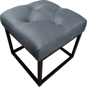 Pufa CHESTERFIELD tkanina Welur loft ławka podnóżek metal : Kolor Stelaża - Czarny , Kolor tkaniny - VELVET - BL14, Typ tkaniny - Velvet