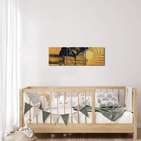 Obraz - Liść miłorzębu (z zegarem) (90x30 cm)