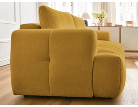 Musztardowa rozkładana/ze schowkiem sofa 251 cm Fuji – Bobochic Paris