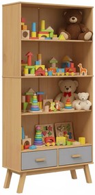 Sosnowy regał na zabawki brązowy + szary S0-B89