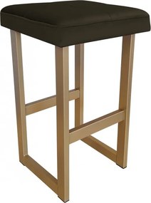 Hoker ALEX krzesło barowe tkanina Welur podstawa metalowa : Kolor Stelaża - Złoty, Kolor tkaniny - VELVET - MG05, Wysokość - 75 cm