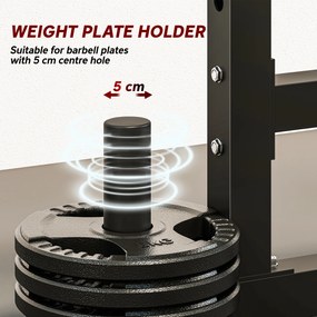 SPORTNOW Stojak na sztangę 2 poziomy, stojak na talerze ze stali, półka na sztangę do 300 kg, czarny | Aosom PL