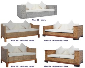 Sofa trzyosobowa - rattan + brąz D0-T97