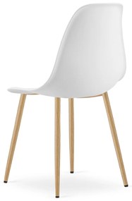 Zestaw jadalniany 1 + 4, stół RAMOD biały/dekor dąb + krzesła OSAKA białe