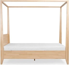 Bukowe łóżko sypialniane ze stelażem na baldachim Canopy