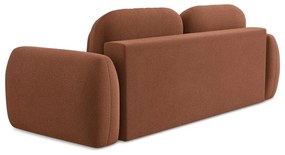 Rozkładana sofa z materiału bouclé ze schowkiem w kolorze terakoty 266 cm Pele – Makamii