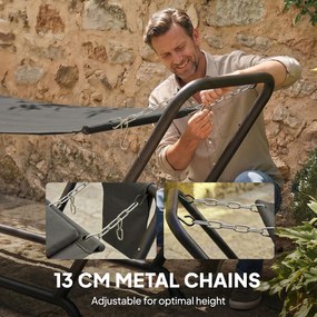 Outsunny Hamak z Ramą 237 x 90 cm Hamak ze Stelażem z Boczną Kieszenią i Poduszką, Metalowa Rama do 150 kg | Aosom PL