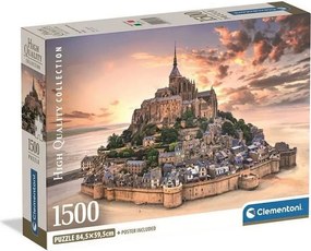 Puzzle Clementoni Le Mont Saint-Michel 1500 elementów - Format poziomy 84,3x59,2 cm z dołączonym plakatem