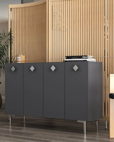 Komoda z płyty MDF pokrytej melaminą – 120 cm x 80 cm x 29,6 cm – antracyt i srebro