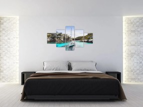 Obraz - Plaża z żaglówką (125x70 cm)