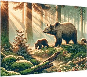 Obraz - Niedźwiedzie w lesie (70x50 cm)