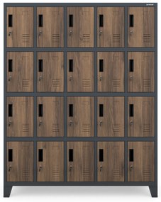 Szafa skrytkowa socjalna BHP antracytowa/ orzech: Eco Design ROBERT, 1360 x 1720 x 450 mm