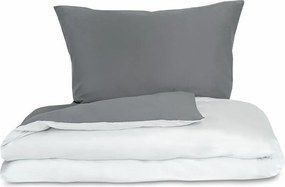 Kvalitex Pościel satynowa Luxury Collection biały/ciemnoszary, 140 x 220 cm, 70 x 90 cm