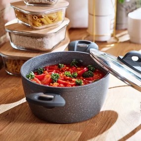 Florina Garnek z pokrywką Lava Stone MG, 24 cm, 4 l, szary, śred. 24 cm