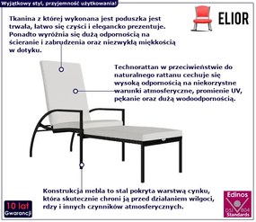 Leżak z podnóżkiem czarny H6-N70